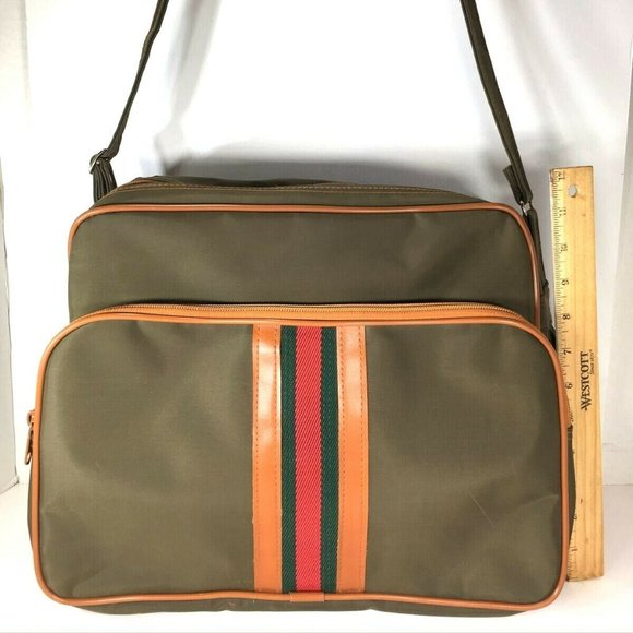 Mr Roberts RARE Vtg Olive Green CarryOn Travel Bag - Picture 6 of 12